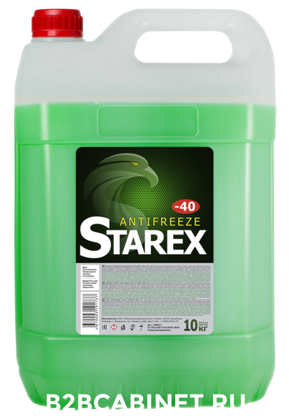 Антифриз (-40) STAREX Green G-11  10кг. (Юг до -20) 700657